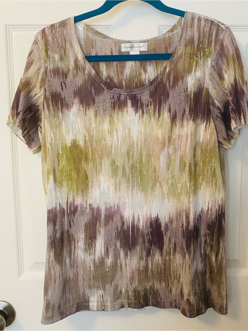Christopher & Banks Olive Green/Taupe Top size L.  Others listed. Bundle!